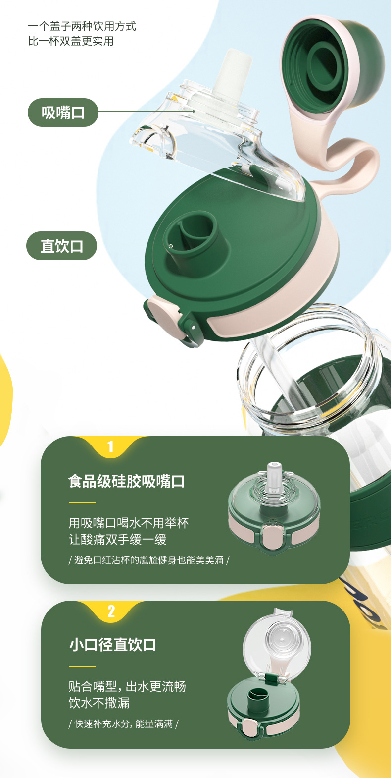 bablov花伴森大容量运动吸管水杯 图3