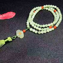  (I Fanghua)Hetian jade green and white jade beads ice floating south red necklace beautiful refined elegant and noble female models