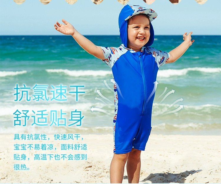 Úc nhập khẩu Rashoodz trẻ em áo ngắn tay áo chống nắng dây kéo áo tắm nam và nữ quần áo trẻ em đi biển - Bộ đồ bơi của Kid đồ bơi trẻ em nữ