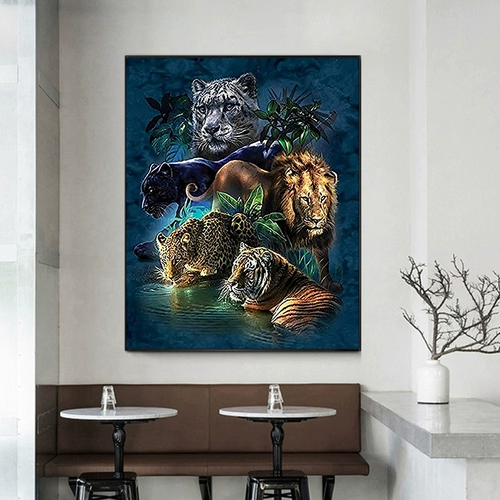 Pindu Tiger Lion Animal Diy цифровой масляной рисовать