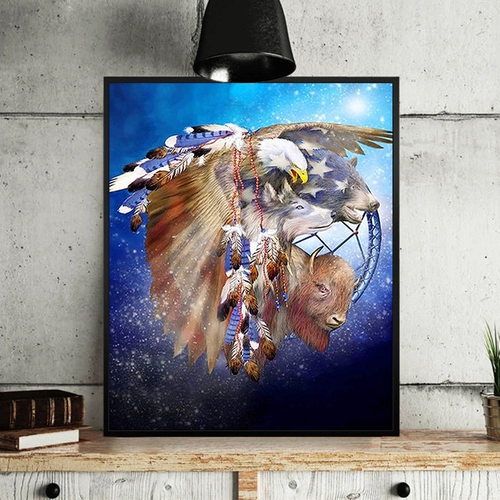 Pindu British Flag Eagle Tiger Elk Diy Цифровая масляная картина