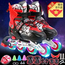 Skates childrens full set of inline skates boys middle and senior girls children beginners rollerblading roller skates adjustable