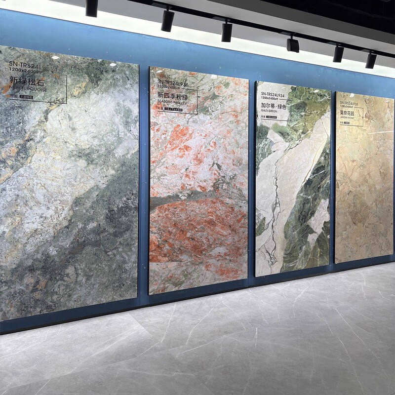 Four Seasons Pink Green Luxury Stone Slab Tile Marble 1200*2400 Slab Continuous Pattern Large Panel Living Room Tv Background Wall