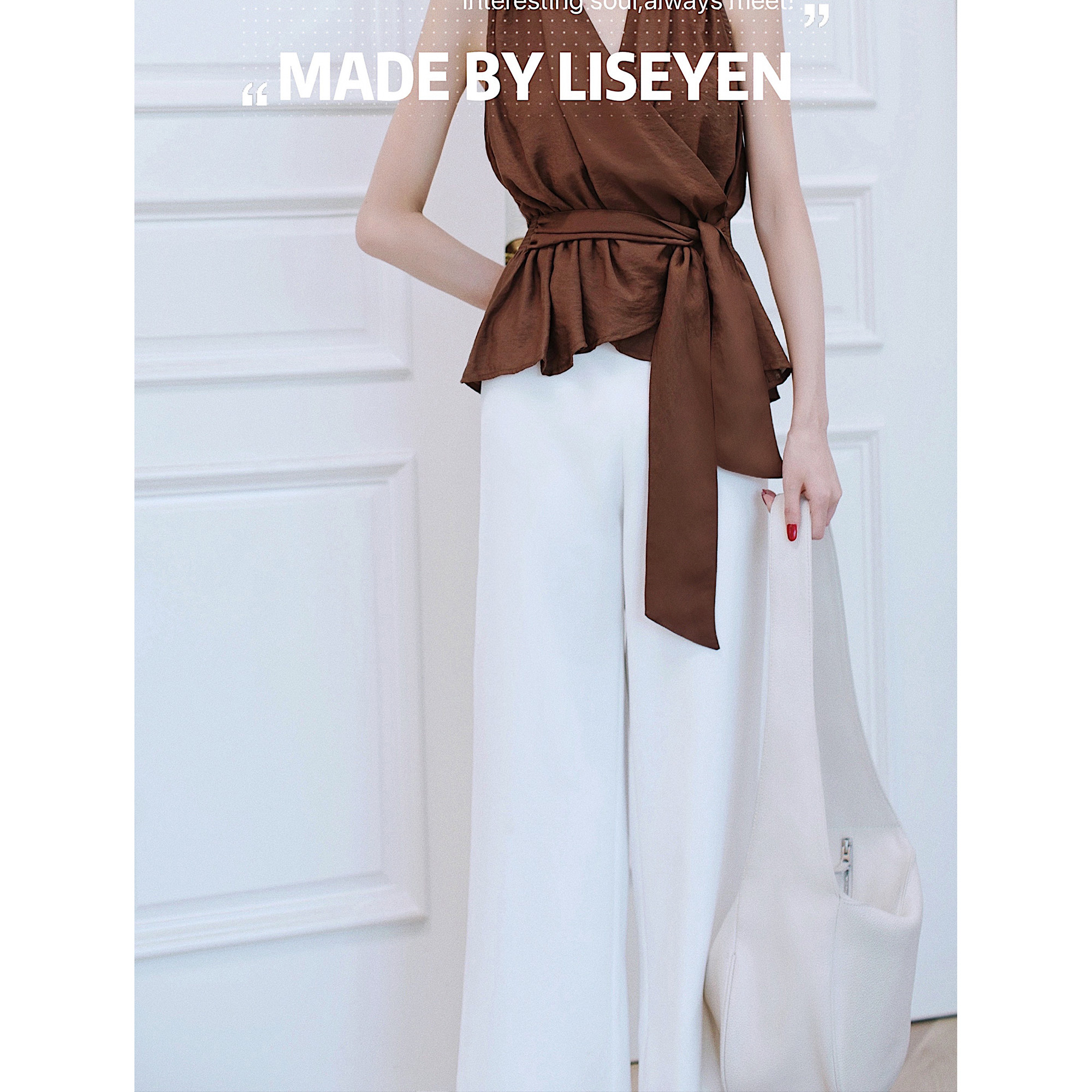 Liseyen 2022 autumn new women's high weight cross high waist white pants wide leg pants trousers fashion temperament