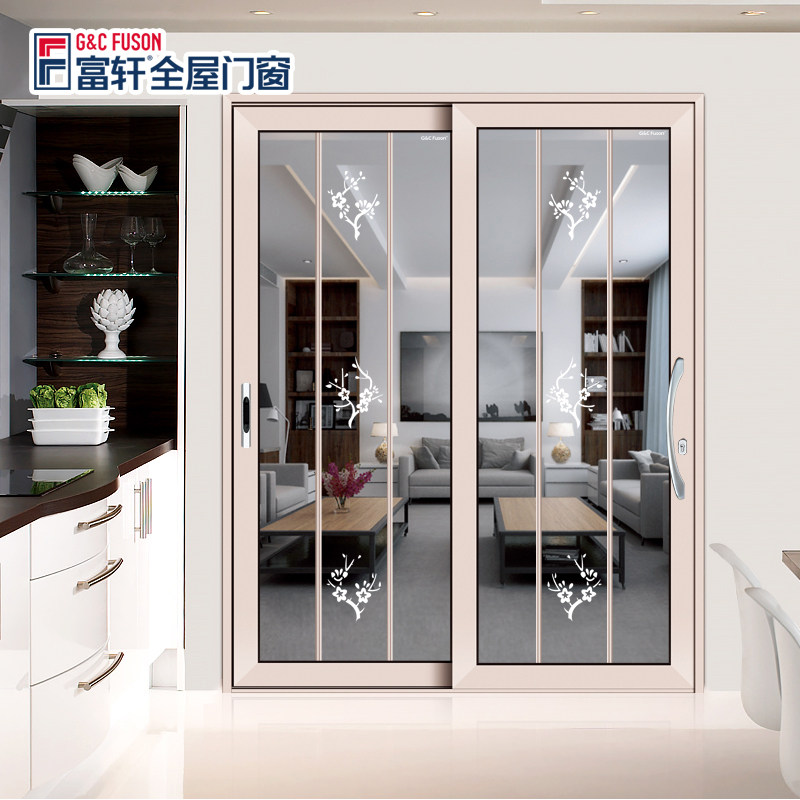 Fuxuan doors and windows Brandt heavy aluminum alloy living room balcony partition kitchen Ramen custom hanging transfer door section