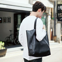 South Korea 2021 puleather mens Hand bag casual fashion shopping bag shoulder bag open large capacity shoulder bag