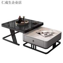 Italian light luxury glossy slate glass coffee table living room household small apartment TV cabinet combination modern simple tea table