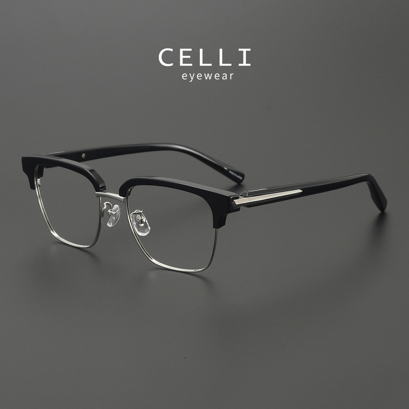 Nick Cheung Style! Japanese Retro Acetate Pure Titanium Eyeglass Frames for Men, Trendy Large Frame Business Prescription Glasses Frame
