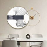 Современный минималистский ресторан, декоративная живопись, круглые часы, комбинация, подвесная картина, креативная минималистичная гостиная, обеденный стол, фон, настенная роспись