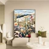 Кремовый стиль, украшение пола для гостиной, картина с цветочной текстурой, диван, фон, настенная живопись, большая маленькая свежая прихожая, подвесная картина