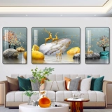 Гостиная декоративная живопись современная минималистская диван фоновая стена висящая картина Nordic Fulu Light Роскошная настенная живопись атмосфера три комбинированных фреска