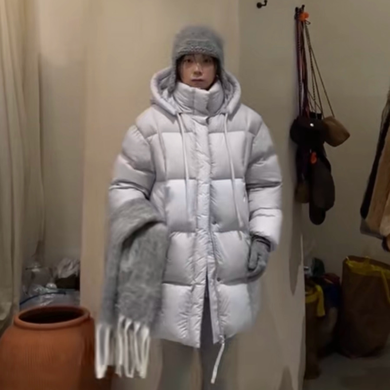 Hello's New Mid-Length down Jacket for Women, Hooded, Cocoon-Shaped, Thickened Puffer Coat, Korean Style, Loose-Fitting Winter Outerwear Hello's New Mid-Length down Jacket for Women, Hooded, Cocoon-Shaped, Thickened Puffer Coat, Korean Style, Loose-Fitting Winter Outerwear
