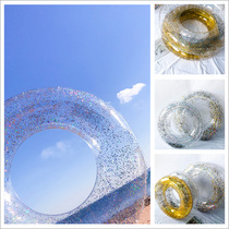  Round swimming ring transparent sequins female adult armpits thickened ins wind net red photo seaside childrens lifebuoy