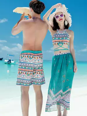 Couple swimsuit 2021 new seaside beach vacation three-piece swimsuit couple hot spring bikini set