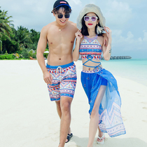  Couple swimsuit 2021 new seaside beach vacation three-piece swimsuit couple hot spring bikini set