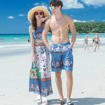  Couple swimsuit set three-piece bikini couple hot spring swimsuit seaside vacation beach pants male couple outfit