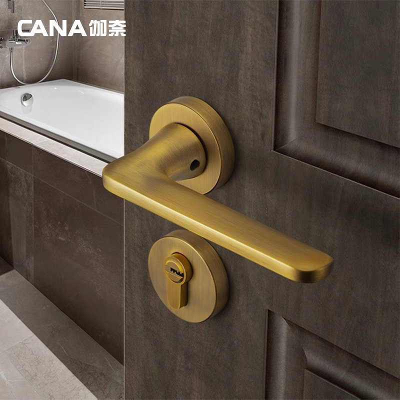 Gaiai Two-piece Door Lock Bedroom Mute Magnetic home Bathroom Makeup Room Indoor Universal Extremely Brief Invisible Yellow