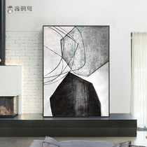 Simple living room abstract mural porch hanging painting restaurant decoration painting simple stone vertical pure hand painted oil painting