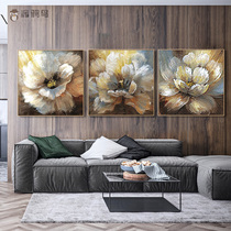 Living room decoration painting sofa background wall mural modern simple bedside painting triple hand painted flower oil painting customization