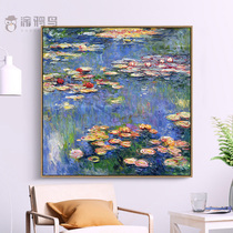 Graffiti bird Monet water lily oil painting living room pure hand-painted large sofa background wall decorative painting landscape European oil painting