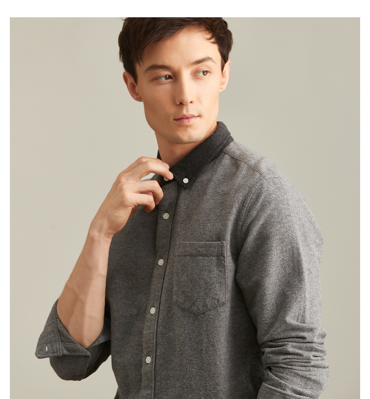 Mr. Cotton Men Winter Mới Lông cừu giả Màu len dài tay Áo sơ mi nam Cotton Tide áo sơ mi nam caro
