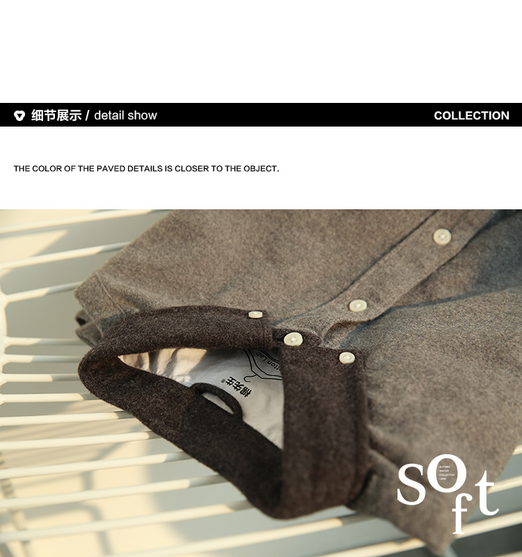 Mr. Cotton Men Winter Mới Lông cừu giả Màu len dài tay Áo sơ mi nam Cotton Tide áo sơ mi nam caro