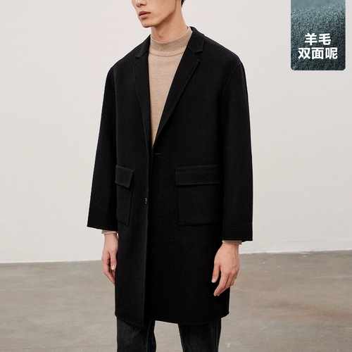 Зимнее шерстяное двусторонное шерстяное пальто для мальчиков, длинный костюм