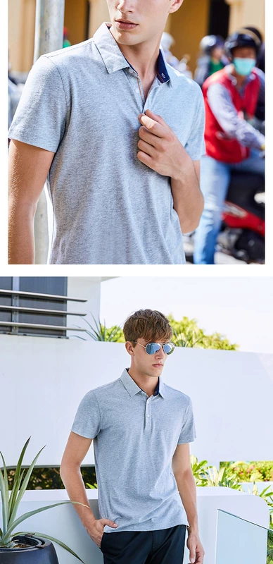 Mr. Cotton Men Mùa thu Mới Đàn ông Cotton Áo sơ mi ngắn tay Polo Màu sắc rắn Áo thun thường xuyên Áo thun nam áo polo sói