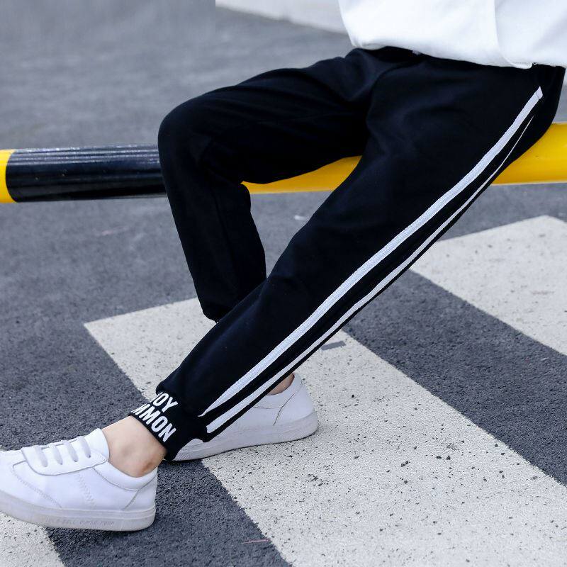 Girls spring and autumn winter casual sweatpants men and women plus velvet loose pants middle and big children's pants student long pants