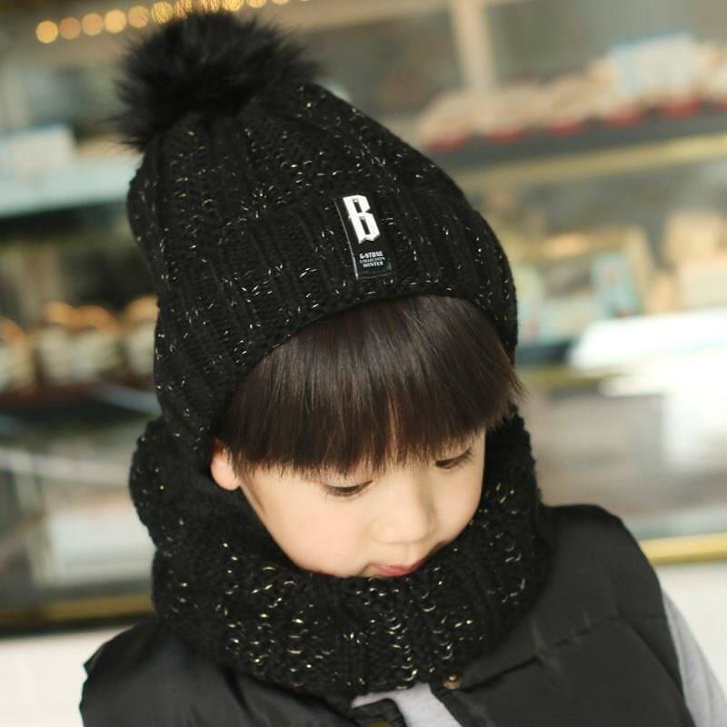 Autumn and winter big children winter hat tide big wild boys 7 years old thick new 10 children hat scarf set female