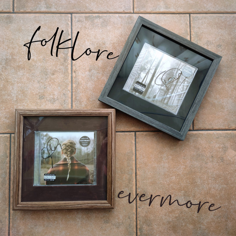 Photo Frame Hollow Three-Dimensional Taylor Swift Cd Signature Frame Solid Wood Picture Frame Display Stand Folklore Album Specimen Frame