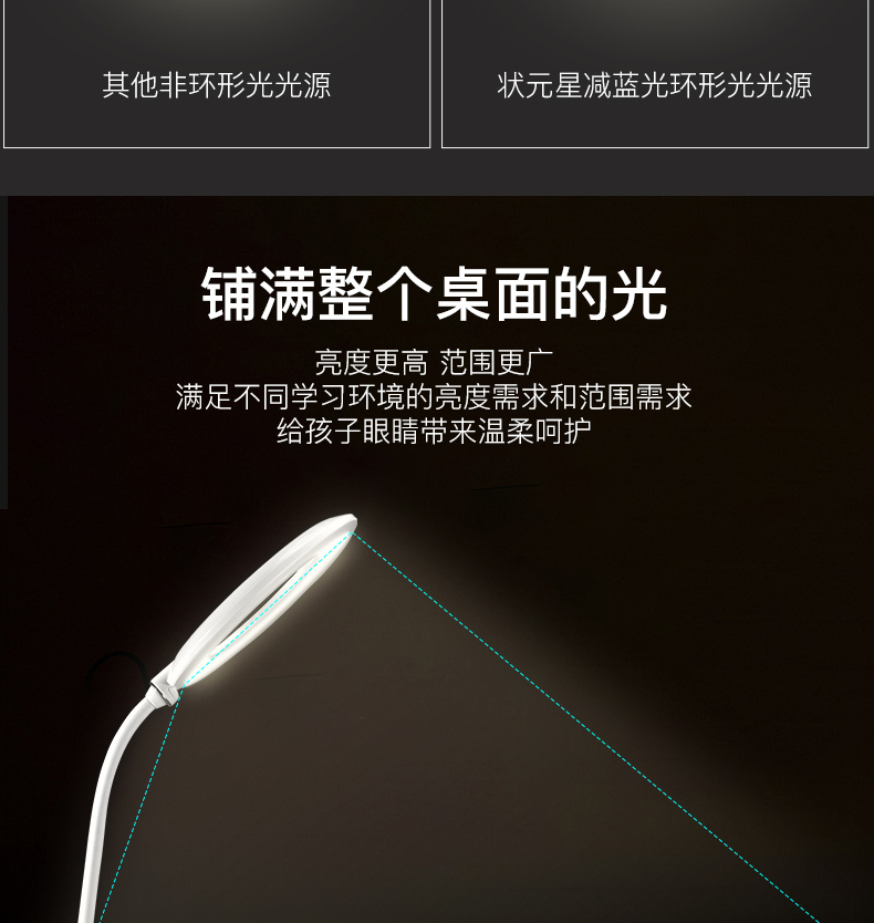 国AA级照度 状元星 led护眼台灯 防蓝光无频闪 图6