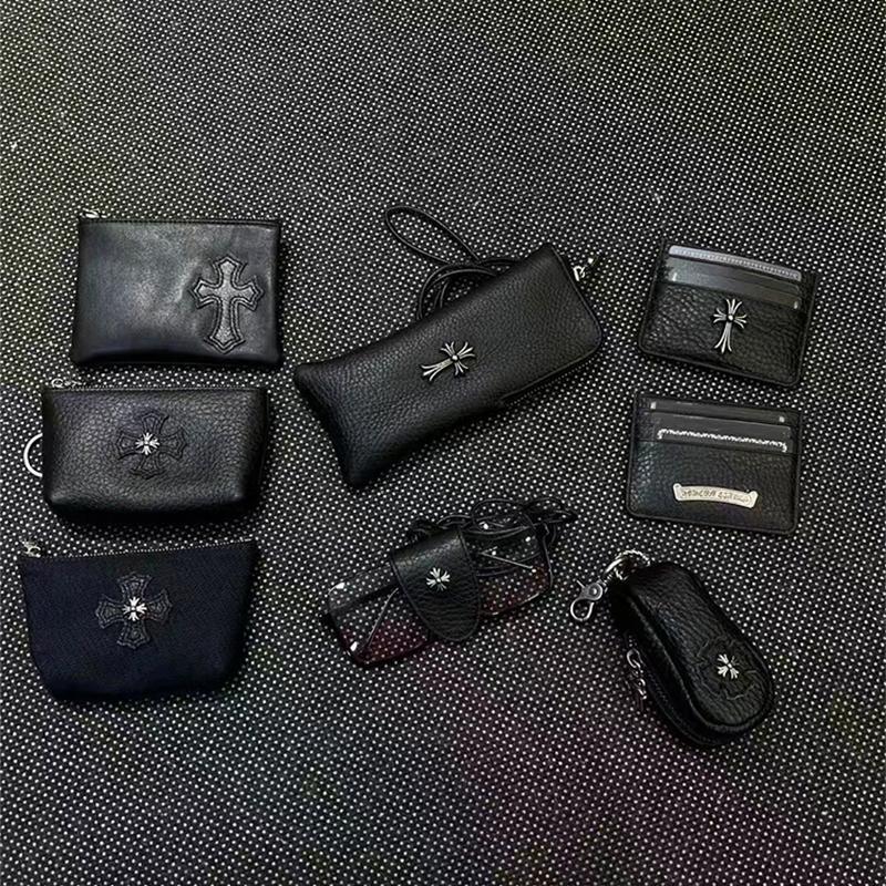 Women's Dark Cross Series Glasses Case, Neck-Hanging Glasses Clip, Mini Card Holder, Earphone Case, Key Case, Wallet