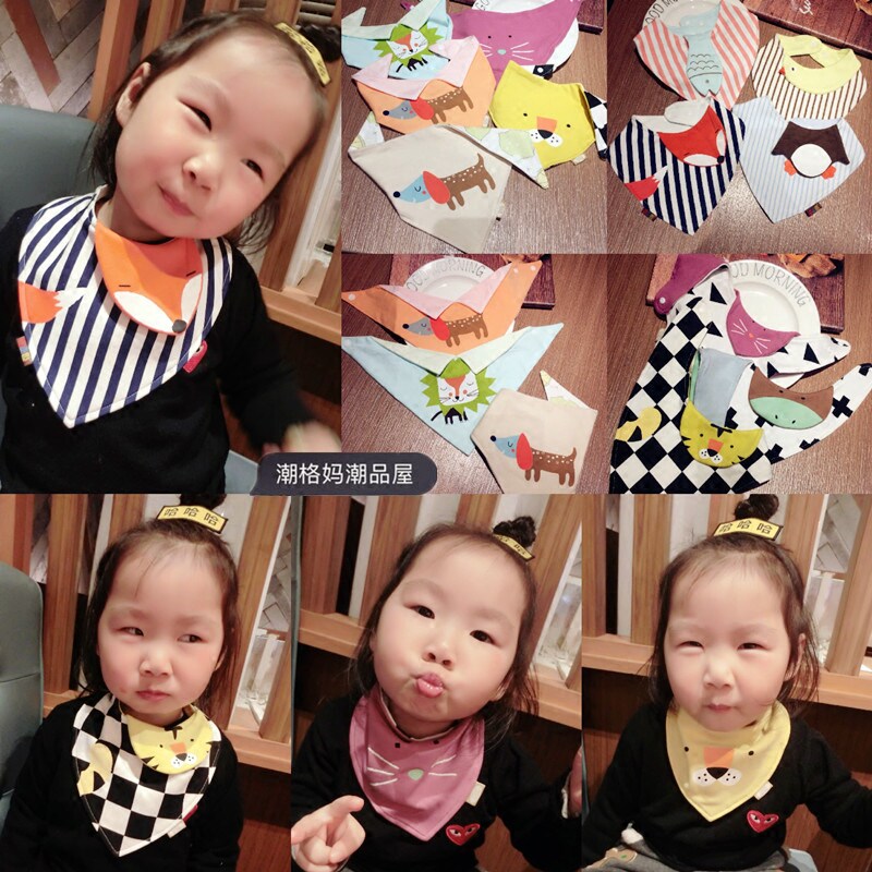 In cartoon puppy stereo children's triangle double sided around baby soft cotton kut towel baby round