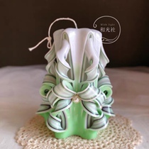"Spring" German Craft Carving Candles Hand Carving Smokeless Decorative Candles Holiday Gift Large