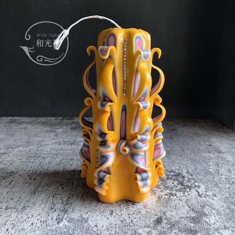 New Carved Candle Carved Candle Smokeless Decorative Holiday Gifts