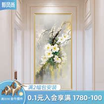  American light luxury entrance decoration painting vertical version of the mural at the end of the corridor Modern simple hand-painted oil painting aisle hanging painting