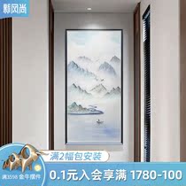  New Chinese style entrance decoration painting vertical version of atmospheric hand-painted landscape painting modern simple aisle corridor hanging painting landscape painting