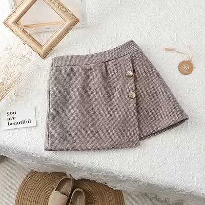 (Clearance does not return) girls skirt A- line dress skirt autumn and winter Children Baby hairy plaid skirt