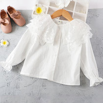 (Clearance does not return) girls shirt foreign children White Shirt long sleeve doll collar lapel Princess base shirt
