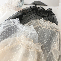 Girls Spring and Autumn base shirt foreign children long sleeve T-shirt baby white thin Princess mesh lace top summer