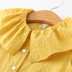 Áo sơ mi nữ búp bê mùa hè mới cotton kẻ sọc kẻ sọc bé cổ tròn xù áo sơ mi mùa hè áo thun - Áo sơ mi áo sơ mi đáng yêu cho bé gái Áo sơ mi
