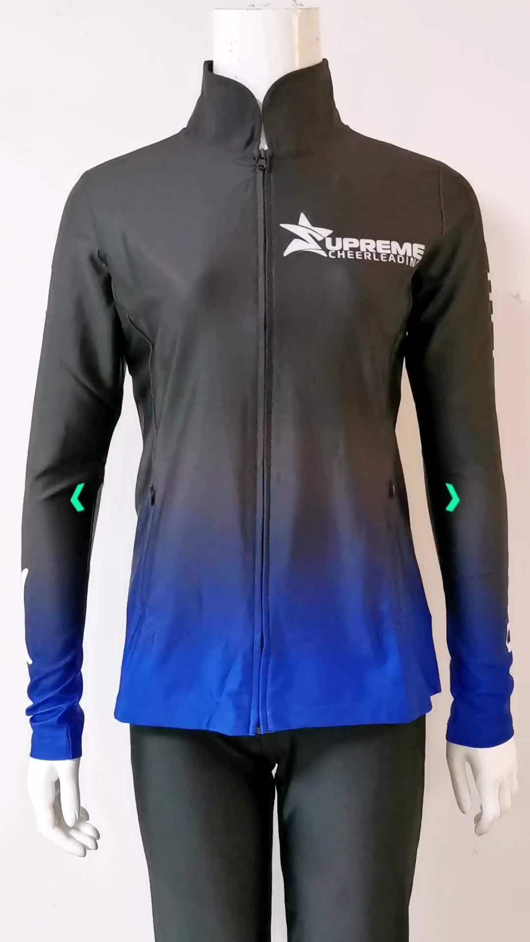 Custom Sublimated Tracksuit Cheer Warm Up Jacket Pants Set Cheerleading