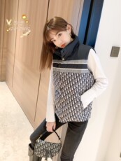 Куртка dior/迪奥 21秋冬新款经典字母老花外套男 印花马甲双面穿棉服女 Dior/21