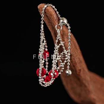S925 silver ring chiluo.com light luxury niche exquisite red rhinestone ring ladies gift online ring
