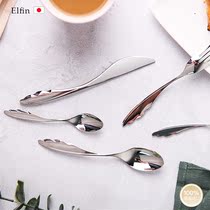 Japan imports ELFIN Western Dining Soup Spoon Son Knife Fork Metal 430 Stainless Steel Soup Spoon Eu Type Silver Plated Fork Suit