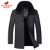 Áo len lông chim mùa đông giàu lông nam đất cashmere dài cha trung niên tải áo trung niên nam áo khoác cặp Áo len