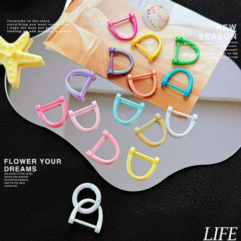 Car Keychain, Horseshoe Buckle, Pearlescent Colorful Horseshoe Buckle Car Keychain, DIY Car Keychain Bag Hanging Accessories