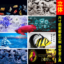 3D fish tank background paper painting custom high-definition picture aquarium sticker three-dimensional Buddha Mountain water painting Hongyun Dangtou diy