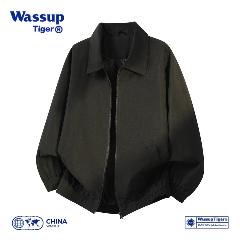 Wassup Tiger Spring and Autumn American Style Stand Collar Bomber Jacket Men's Cleanfit Baseball Jacket Outerwear Top